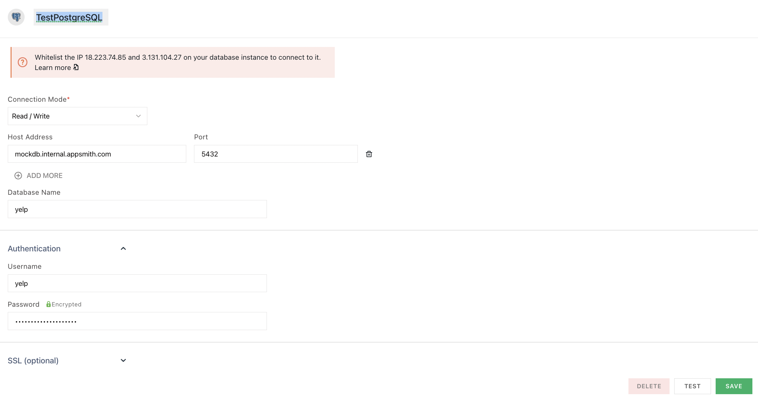 Connect PostgreSQL Database